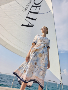 Goelia | Elastic Printed 19mm Silk Dress