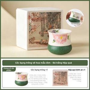 SHUANGYU | Tách Trà Sứ Hoa Peony Vẽ Tay Elegante