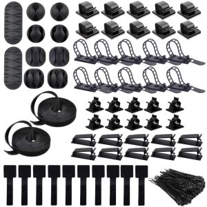 162 Pcs of Set Cable Organizer Cable Winder Flexible Cable Management Clips For Mouse Earphone TV Office Home Electronics