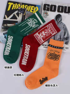 Unique Socks Mens Trendy Skateboard Cotton Mid-Calf Socks Original Design American Hip Hop Street Style Sport Function