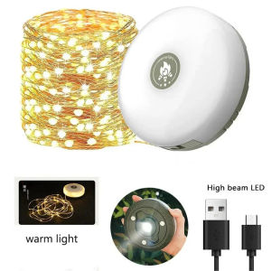 USB Rechargeable Camping Light 10meter Light String Outdoor Tent Light RGB Atmosphere Light XTE LED Flashlight with Magnet Hook