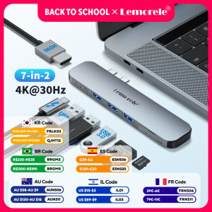 Lemorele TC52 7-in-2 Ports USB C Docking Station Type-C to HDMI Adapter USB Hub 3.0 5Gbps Faster Transfer for Mac OS Windows