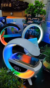 BT 3401 Loa Bluetooth Thông Minh Chữ G Âm Thanh Vòm 360 Độ Tích Hợp Sạc Không Dây 15W Đồng Hồ Báo Thức Đèn LED