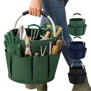 17L Foldable Oxford Cleaning Caddy Bucket / Large Capacity Storage Organizer Bag / Waterproof Multi-pocket Tote with Handle / for Garden Picnic Household Supplies