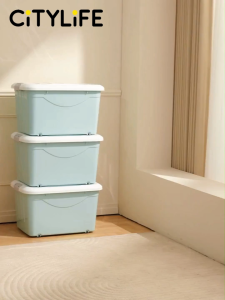 Citylife 60L Transparent Plastic Storage Box With Lock Lid & Wheels Stackable Space Saving Organizer
