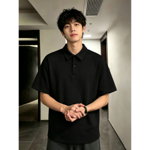 OUMULONG | Cross Embroidery Polo Shirt Short Sleeve Clean Fit