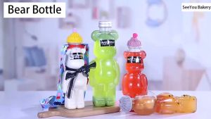 500ML Bear Shape Bottle Milk Tea Coffee Cup Portable Drink Bottle Juice Bottle