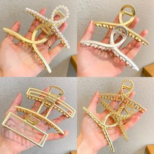 Large Geometric Hair Claw Girls Clamps Fashion Metal Hair Crab Cross Hair Clips Headband Hairpins for Girls Women