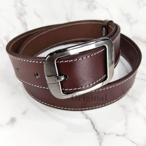 Sabuk Ikat Pinggang Pria Kulit 100% Gesper Cowok Kulit Sapi/Belt Laki-Laki Jahitan Formal Terbaru