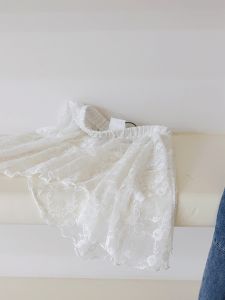 L+IKISSBABY Trendy White Lace Skirt for Girls Autumn 2025 Korean Style Parent-Child Matching Half Skirt Polyester Fiber