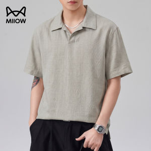 MiiOW | Summer Linen Set Short Sleeve Polo Shirt Wide Leg Trousers