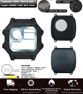 Royale Mod for CASIO AE1200 AE1300 WS1600 Watch Case 316L Stainless Steel NTPT Forged Carbon Fiber Sapphire Glass Combo Kit