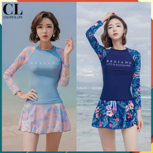 ชุดว่ายน้ำหญิง Fashion swimsuit ชุดว่ายน้ำแขนยาวขายาวผู้หญิง มี 2 ชิ้น ไซร์ กัน UV 50% ชุดว่ายน้ำแขนยาว M-3XL