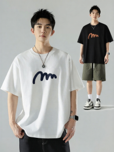 Wood soon | American Style Niche Design 100% Cotton Streetwise Loose Fit Color Block Short Sleeve Summer Tee