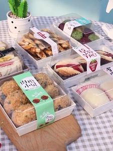 JK HOME 50 PCS Kraft/White Paper Square and Rectangular Cake Box / Sandwich Box with Clear Lid Tart Kuih Muih