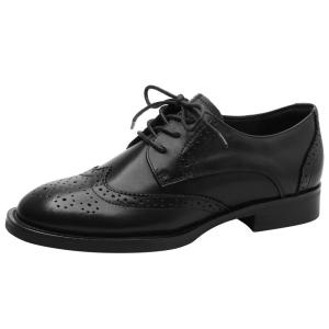 MIOLLIBARN | Black Genuine Leather Carved Vintage English Style Oxford Shoe