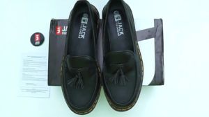 CLEVE BLACK |MNM x Jack| Sepatu Loafers Pria Formal Slip On Docmart