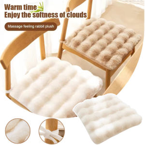 40x40CM Office Rabbit Plush Plush Chair Seat Non Slip Thickened Winter Chair Pads Square Seat Cushion Home