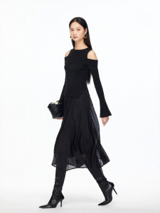 Vero Moda | Đầm 2 Mảnh Mới Thu Đục Lỗ Vai Dây Bồng