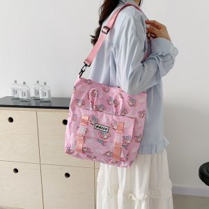 Casual Canvas Shoulder Bag Korean Style Shopping Tote Bag Artistic Handbag Large Capacity Student Bookbag Fresh Trendy Design