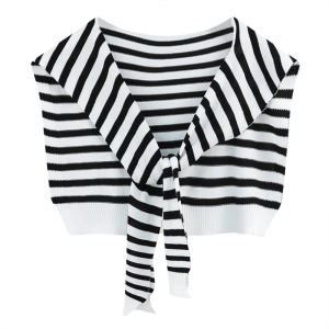 Classic Stripes Outdoor Shawl Womens Fall and Winter All-Match Fake Collar Decorative Waistcoat Air-Conditioned Room Shoulder Multi-Functional Scarf