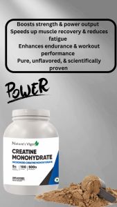 NATURES VIGOR Micronized Creatine Monohydrate – Boosts Muscle Strength Energy & Performance