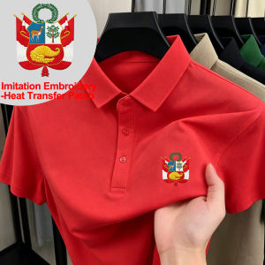 Peru Coat Of Arms Prints Polo Shirts Male Basic Short Sleeve Tops Summer Comfortable Lapel T-Shirt Casual Sporty Mens Clothes
