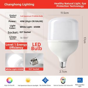 CHANGHONG | Color Rendition Eye-protective LED Light Bulb E27