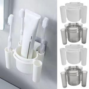 No Punching PP Plastic Toothbrush Toothpaste Holder Bathroom Drain Hole Design Space Saving Toiletries Storage Rack