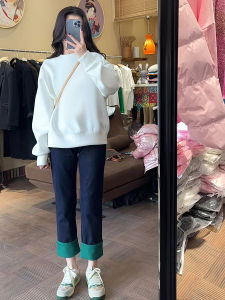 American Style Lazy Grey Letter Print round Neck Sweatshirt Women Spring Autumn Short Design Sense Niche Capless Overhead Shirt