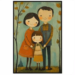 Tranh gia đình 3 người hạnh phúc(cha mẹ và con gái).Tranh treo tườngdán tường nội thất.CGI-1331