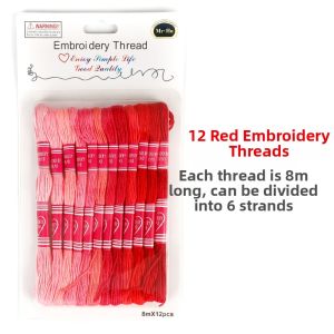 Red Gradient Embroidery Cotton Thread Handicraft Thread Kit