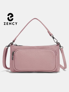 Zency Womens Simple Shoulder Bag Crossbody Multi-pockets Leather Handbag Genuine Cowhide Satchels 2025 Purses Summer Bag