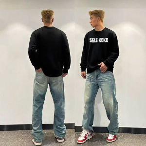 Áo Thun Dài Tay in Chữ Phong Cách Mỹ Cổ Điển Dành Cho Nam Mùa Thu Rộng Rãi Bên Trong Hip Hop Phong Cách Áo Lót Cotton Nguyên Chất