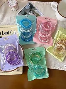 Set 6 Dây Buộc Tóc lò xo túi zip Nhiều Màu Sắc Phong Cách Mới Cho Nữ