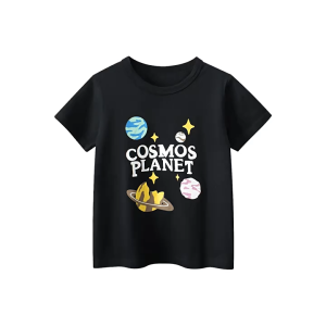 [zensasi]  Kaos Anak Oversize Anak Laki - Laki Gambar Planet Warna Hitam Bahan Katun
