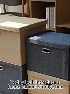Fabric Foldable storage box with lid [ SG Ready Stocks }