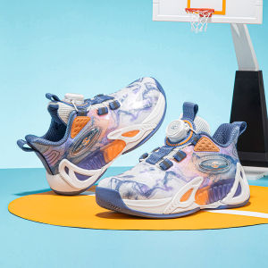 Boys Basketball Shoes Rotating Buckle 32-40 Cool Breathable Fabric Flexible 9 Years Old Kids Sport Footwear Non-slip New Fashion Style Durable Girl Teenagers Basketball Boots Primary School Students Junior School Pupils Athletic Training Children Sneakers