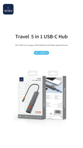 WIWU 5 in 1 USBC to HDMI with a Patented One-key Screen-off Switch Dual USB-A 3.1 Fast charging PD100W for MacBook Pro/ MacBook Air/Dell and More