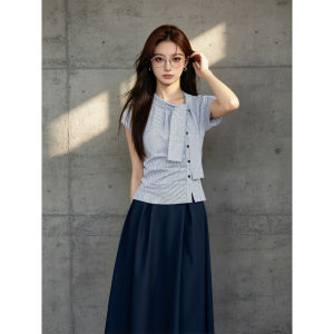 PIAOYA | Vintage French Striped Bow Summer Blouse