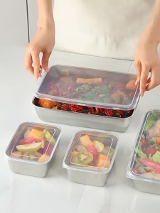 【จัดส่งฟรี+COD】กล่องเก็บของในตู้เย็น ตะกร้าที่มีน้ําแห้ง กล่องเก็บของสดเพิ่มความหนาสำหรับสัตว์เลี้ยงตู้เย็นปิดผนึกกล่องเก็บผักและผลไม้แบบพกพาระบายน้ำได้