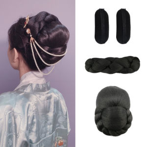 Traditional Chinese Wedding Hair Wig Set Versatile Fake Hair for Performance And Costume Change Real Hair Material