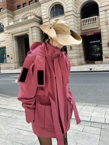 2024 New Arrival Japanese Style Niche Design Stand Collar Idle Style BF Heavy Industry Fried Street High Street Trench Coat Outdoor Jacket Coat