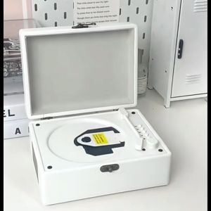 CD Player Kotak Kulit Portable Bluetooth Speaker Dengan Remote