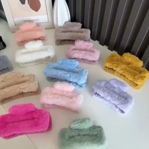 Jedai Rambut Bulu  Model Kotak Persegi Korean Style Jepit Rambut Wanita Bulu Halus Jepit Rambut Polos avvet