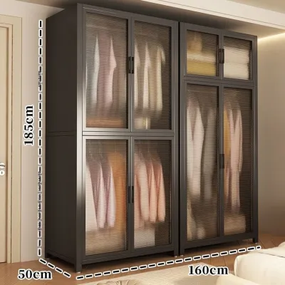 Minimalist Japanese Easy-to-use Open Shelving Steel Frame Wardrobe