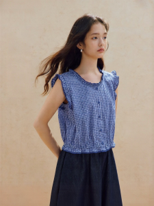 INMAN | Vintage Check Sleeveless Blouse