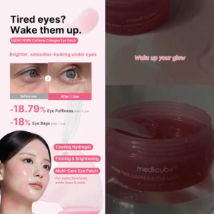 medicube PDRN Gel Eye Patch with PDRN + Caffeine + Collagen in pink container 60 Sheets