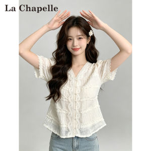 La Chapelle | Lace Short Sleeve Slimming Elegant Shirt
