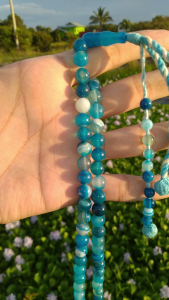 Tasbih Akik Biru 8mm/10mm original Mesir (Blue Agate Stone Beads)